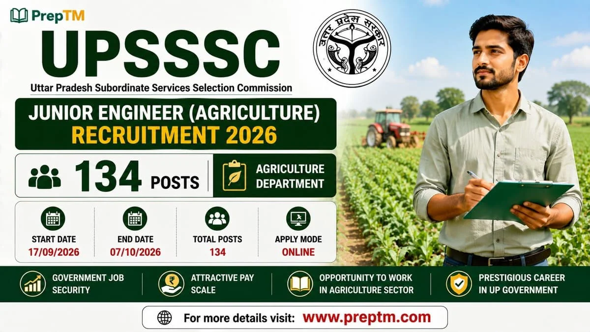 UPSSSC Junior Engineer Agriculture Recruitment 2026: 134 Posts